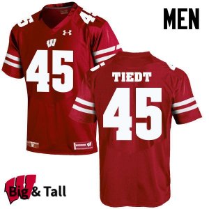 Men's Wisconsin Badgers NCAA #45 Hegeman Tiedt Red Authentic Under Armour Big & Tall Stitched College Football Jersey LN31U00AD